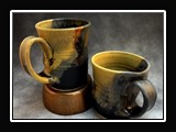C036.  Wheel thrown mugs, glaze series XX.