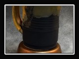 Glaze App U.  U. Matte Black (O) (SG146); Stone Tan (A) (SG146) 2/3; Hazelnut (F) (SG142) 1/3; Anc Copper (BB) (SG???) Splotch; Apply on angle, overlap.